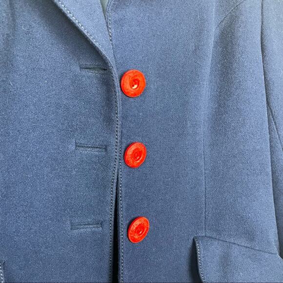 Vintage | Wool Blue Blazer Red Buttons James Smart Med - Picture 7 of 10